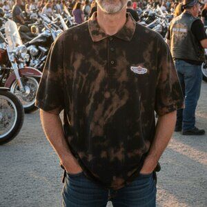 Harley‎ Davidson Men's Large 100th Anniversary Polo Shirt USA Made Black Vintage